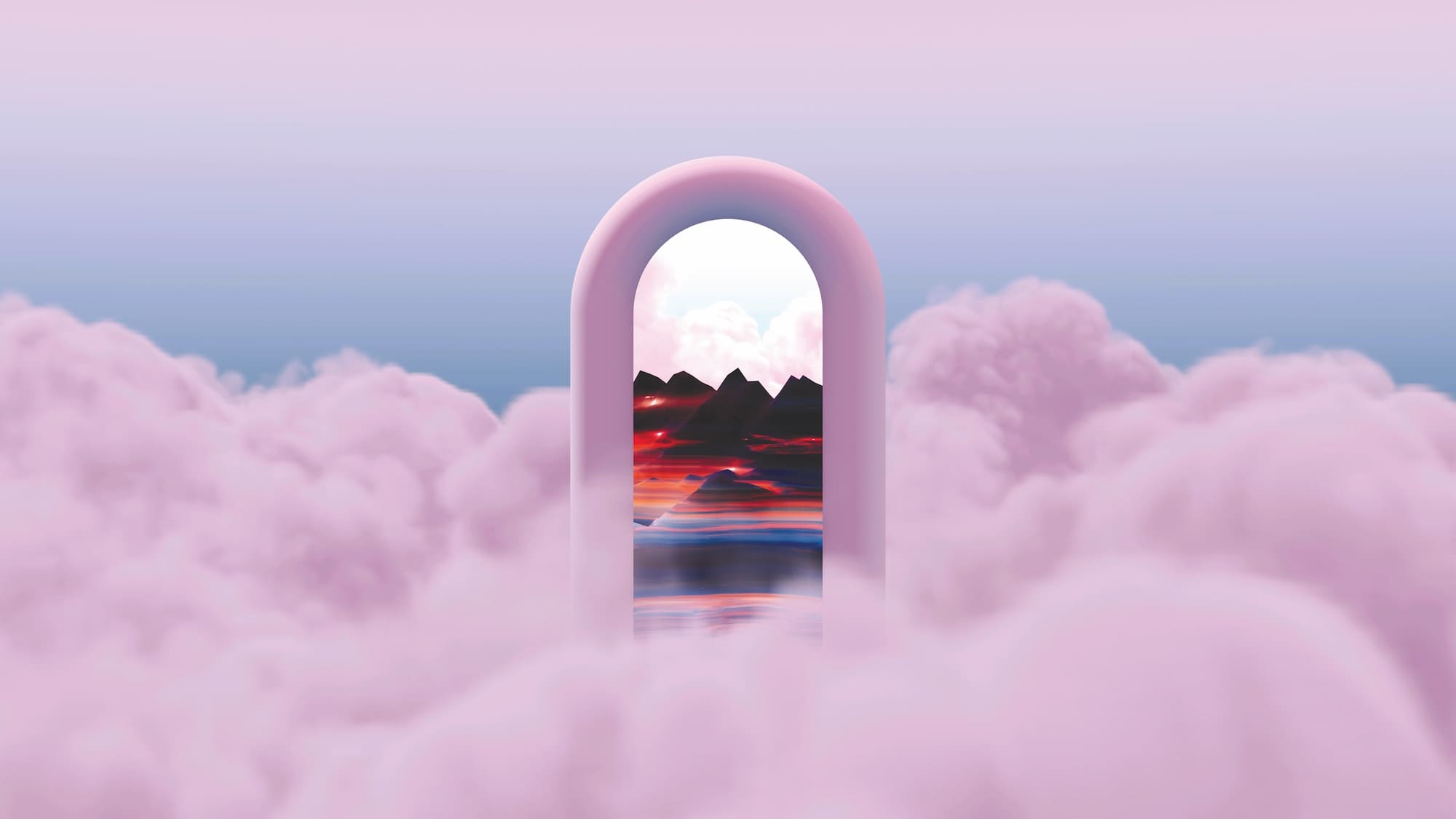 Why energy's next big bet is brand main image: A portal suspended in the sky among clouds offers a glimpse into a vivid digital world blurring the lines between reality and cyberspace