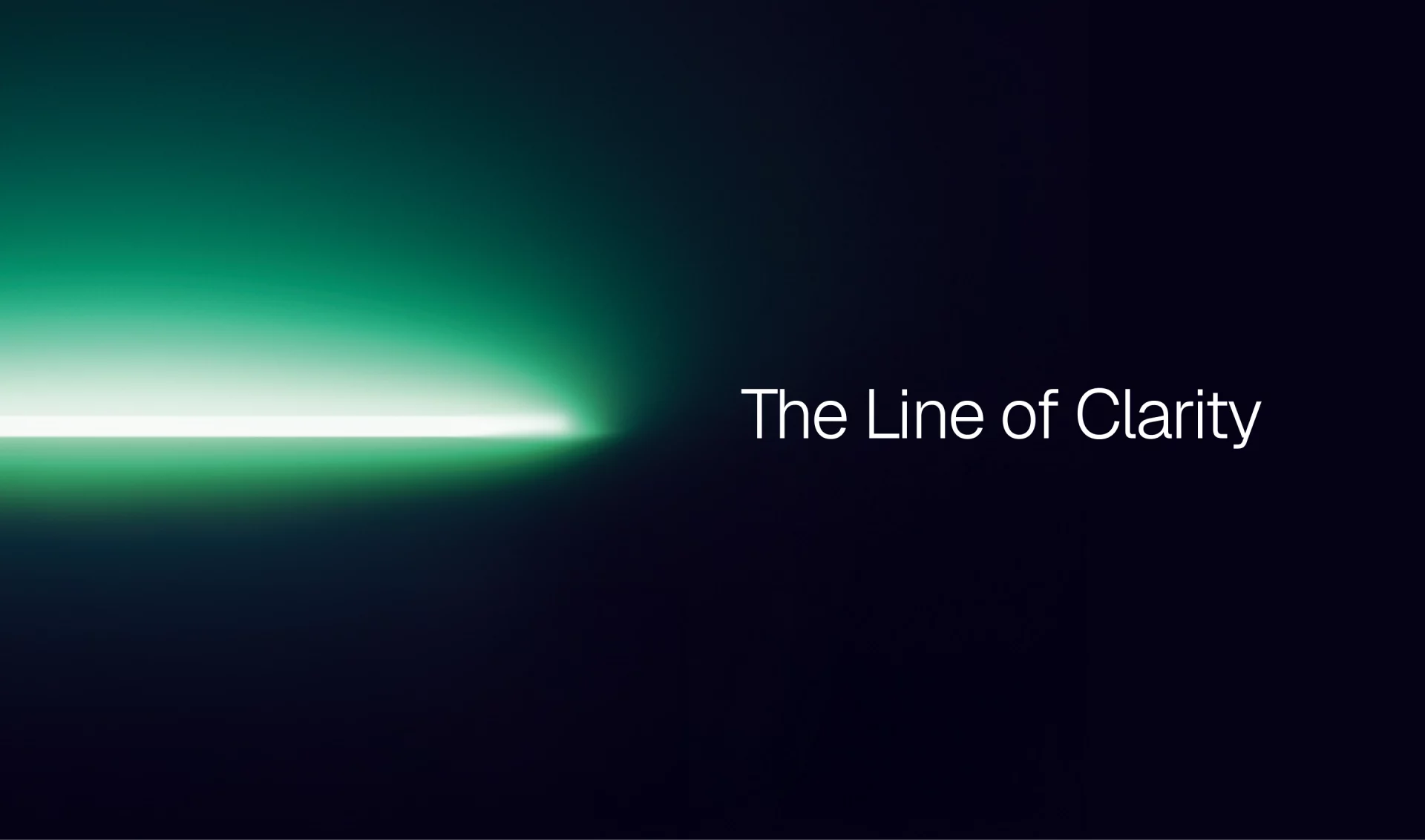 A minimalist E Source brand graphic featuring a glowing horizontal green line fading into a dark navy background. White text on the right reads, "The Line of Clarity," emphasizing the company's clean, modern visual identity.