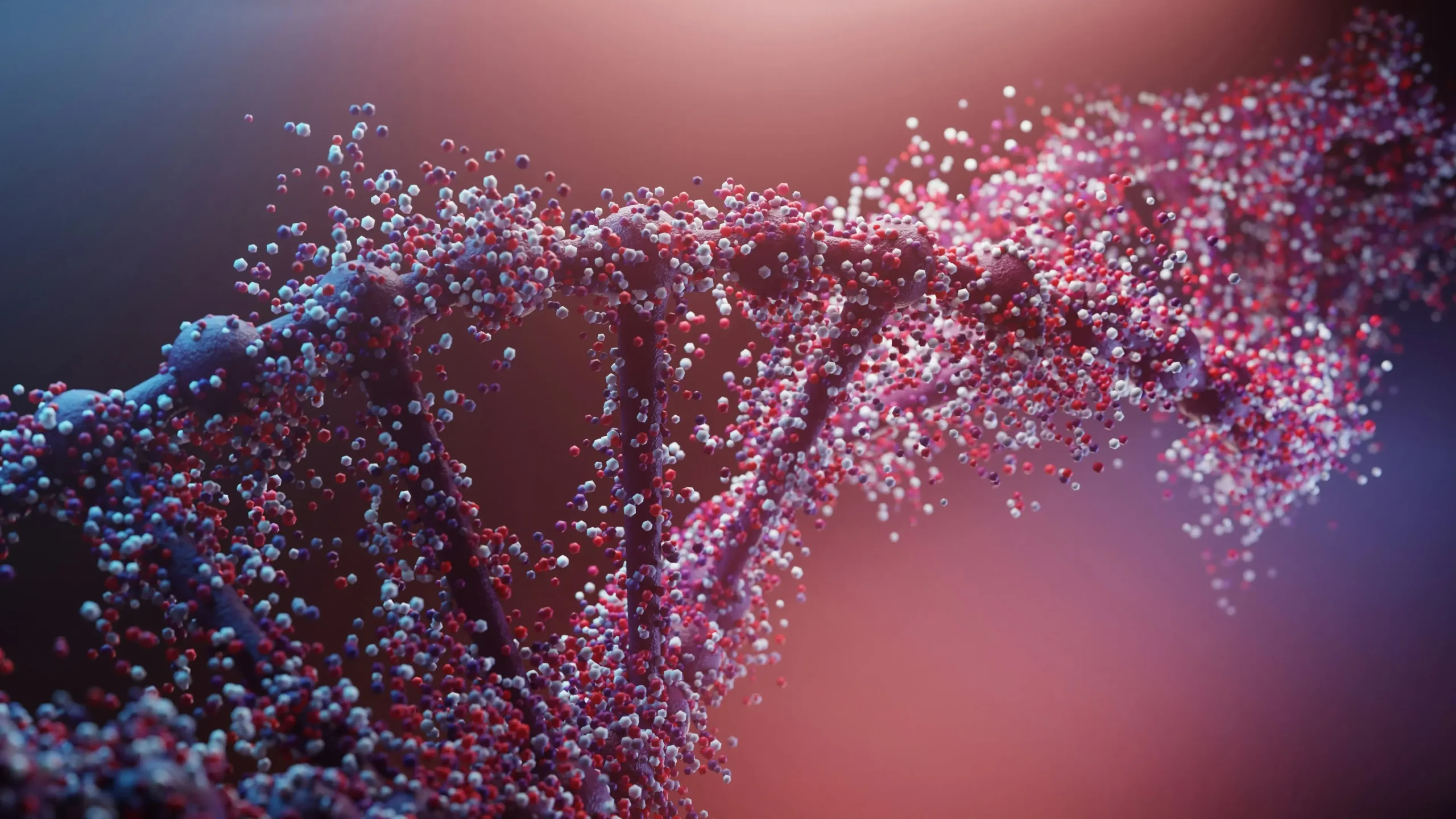 3D Rendering DNA With Particles and Blurry Background – German biotech